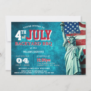 Invitation Moderne 4 juillet Jardin BBQ