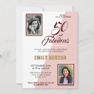 Invitation Moderne 50 ans et Fabuleux 2 Photo 50e Anniversair