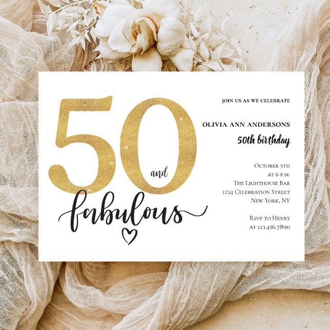 Invitation Moderne 50 et fabuleux Anniversaire d'or (Créateur téléchargé)
