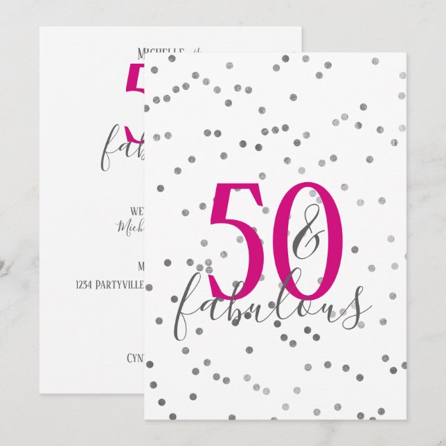 Invitation Moderne 50 et fabuleux concours d'anniversaire (Devant / Derrière)