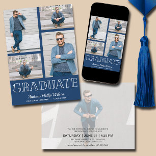 Invitation Moderne 5 Photo Graduation Party