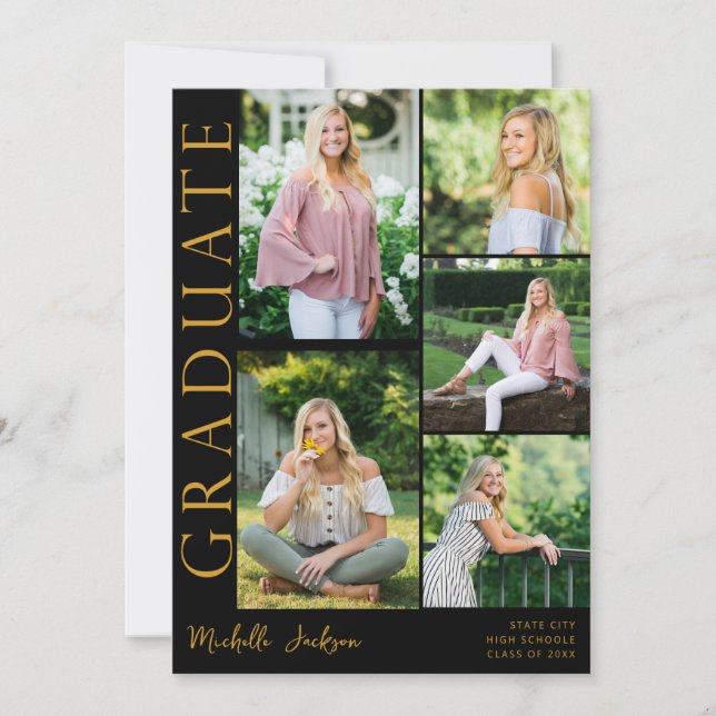 Invitation Moderne 5 photo - Noir (Devant)