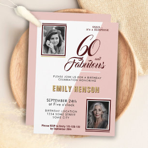 Invitation Moderne 60 ans et Fabuleux 2 Photo 60e Anniversair