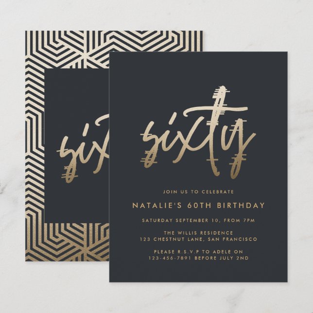 Invitation Moderne 60e anniversaire simple élégant script élé (Devant / Derrière)