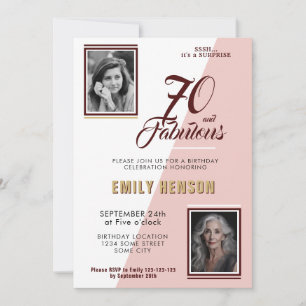 Invitation Moderne 70 ans et Fabuleux 2 Photo 70e Anniversair