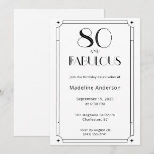 Invitation Moderne 80 ans et Fabuleux Anniversaire 80 ans en