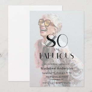 Invitation Moderne 80 ans & Fabuleuse Photo 80e Anniversaire