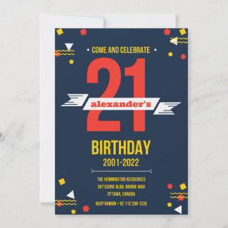 Invitation Moderne À Anniversaire 21e