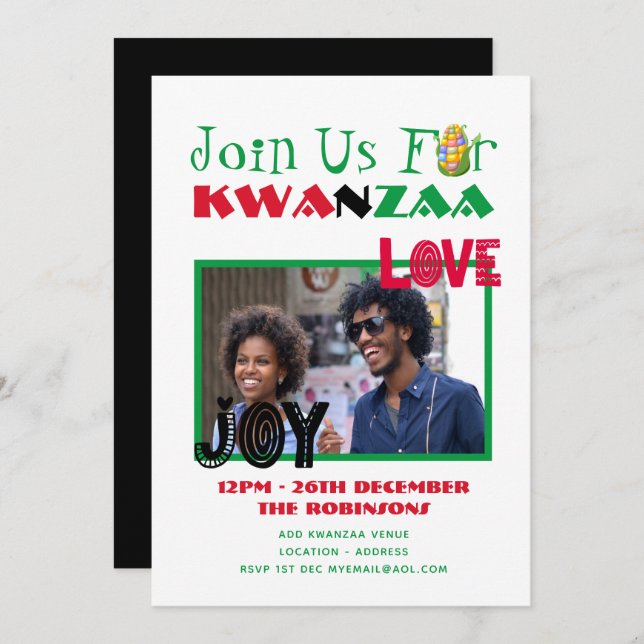 Invitation moderne à une fête de KWANZAA avec 7 bo (Devant / Derrière)