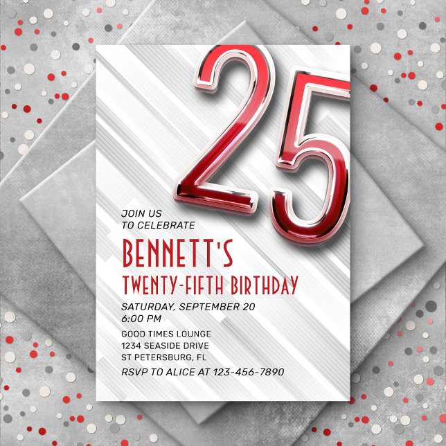 Invitation moderne Adulte 25e Anniversaire (Créateur téléchargé)