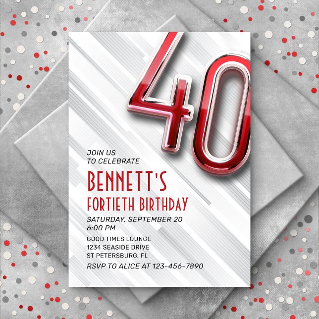 Invitation moderne Adulte 40e Anniversaire (Créateur téléchargé)