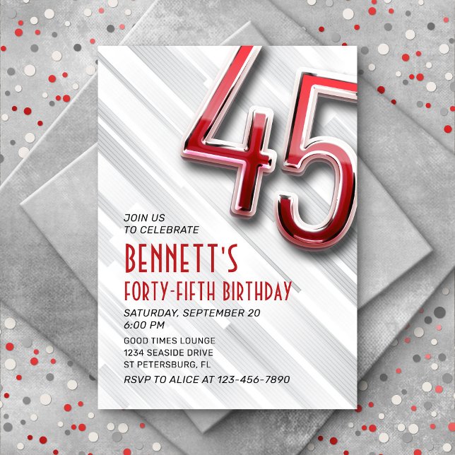 Invitation moderne Adulte 45e Anniversaire (Créateur téléchargé)