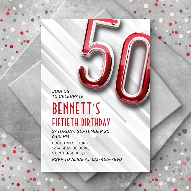Invitation moderne Adulte 50e Anniversaire (Créateur téléchargé)