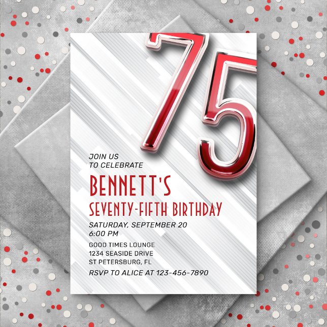 Invitation moderne Adulte 75e Anniversaire (Créateur téléchargé)