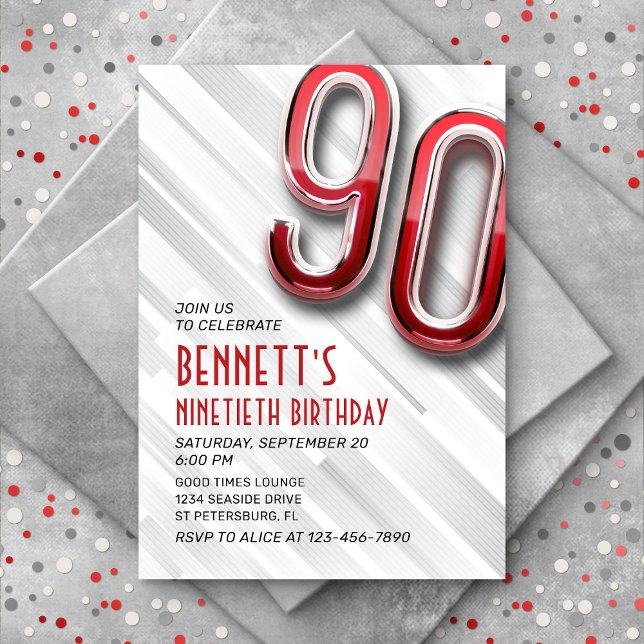 Invitation moderne Adulte 90e Anniversaire (Créateur téléchargé)
