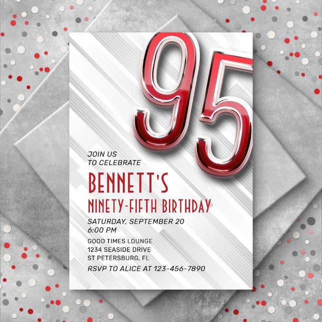 Invitation moderne Adulte 95e Anniversaire (Créateur téléchargé)