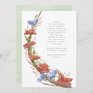 Invitation Moderne aquarelle fleurs prés herbe mariage