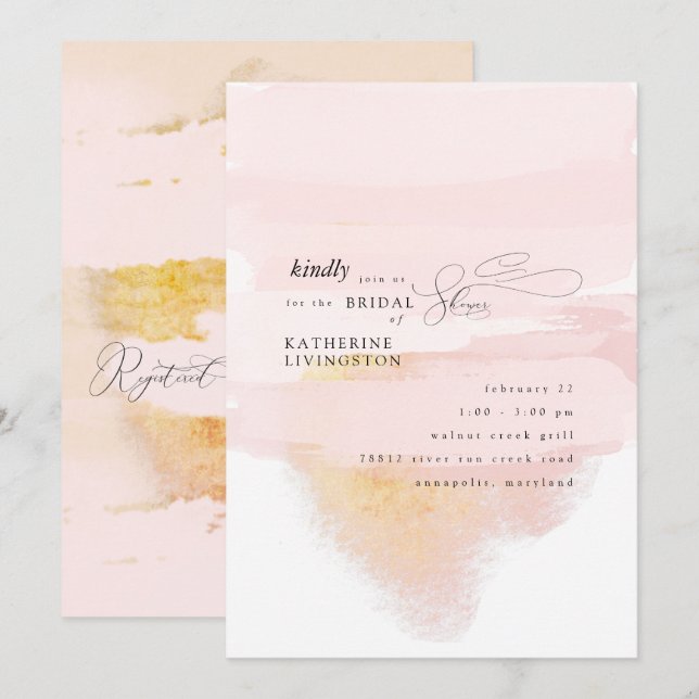 Invitation moderne Artsy nuptiale contemporaine (Devant / Derrière)