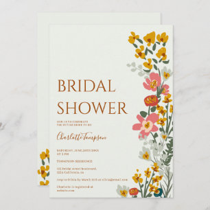 Invitation Moderne automne fleurs rétro douches nuptiales ver