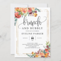 Moderne automne marigold brunch abd bubbuly invita