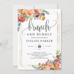 Invitation Moderne automne marigold brunch abd bubbuly invita