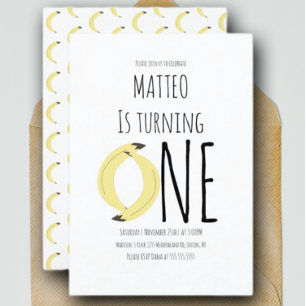 Invitation Moderne Bananier Premier Anniversaire Un Motif
