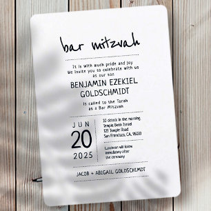 Invitation Moderne + Barre Minimaliste Mitzvah