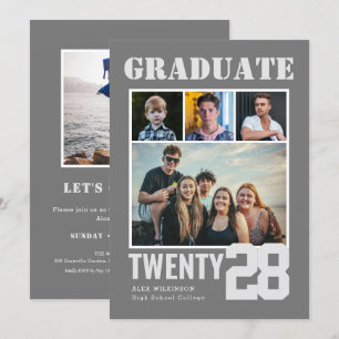 Invitation Moderne Big Bold Script tendance 5 Photo Graduatio