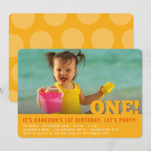 Invitation Moderne Big ONE amusant bébé fille ou garçon premi