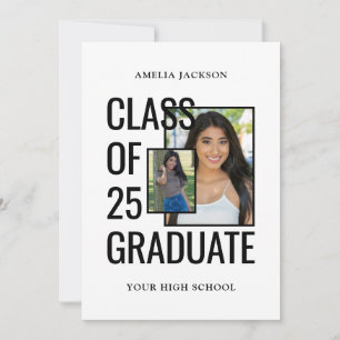 Invitation Moderne Blanc 2 Photos Classe De 25 Grad Open Hous