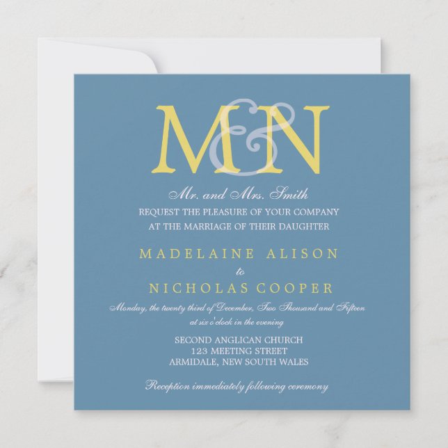 Invitation moderne bleu de mariage de l'Armée de (Devant)