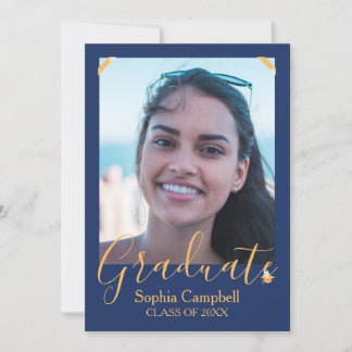 Invitation Moderne Bleue Graduation