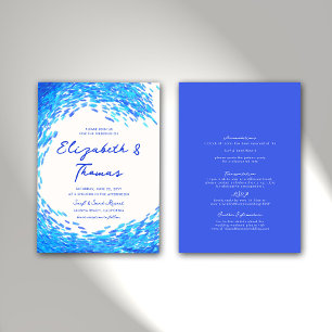 Invitation Moderne Blue Big Surfer Wave Beach All Un Mariage