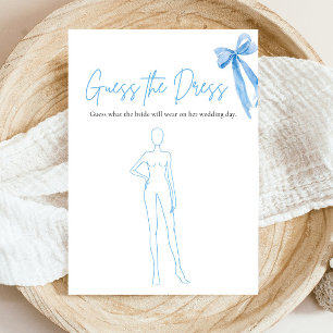 Invitation Moderne Blue Bow Devinez La Fête des mariées Robe 