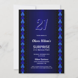 Invitation Moderne Blue Surprise 21e fête d'anniversaire