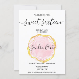 Invitation Moderne Blush Rose Girly tendance Sweet 16 Invitat