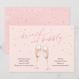 Invitation moderne blush simple pop the bubbly, chic champagn