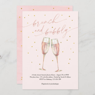 Invitation moderne blush simple pop the bubbly, chic champagn