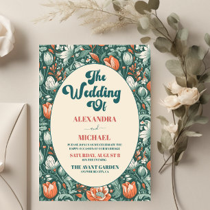 Invitation Moderne Bohème Chic Rétro Fleurs Mariage 