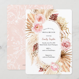 Invitation Moderne Boho Bridal Brunch Pampas Grass Floral