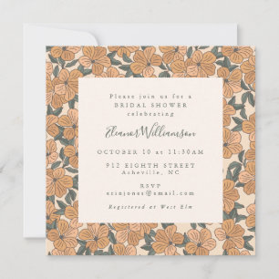 Invitation Moderne Boho Jaune Floral Carré Enterrement de Vie