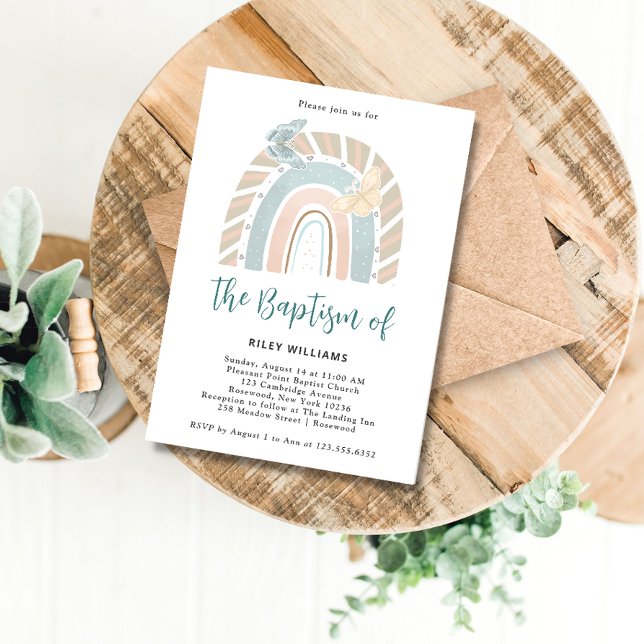 Invitation moderne Boho Rainbow Baptism (Créateur téléchargé)