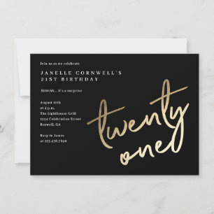 Invitation Moderne Bold Gold Type 21e anniversaire
