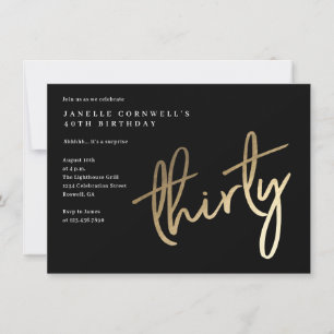 Invitation Moderne Bold Gold Type 30e anniversaire