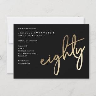 Invitation Moderne Bold Gold Type 80e anniversaire
