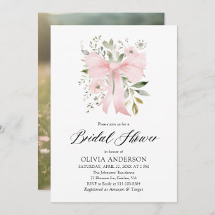 Invitation Moderne Bow rose amour floral dans la Fête des mar