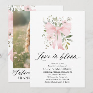 Invitation Moderne Bow rose amour floral dans la Fête des mar