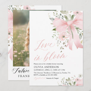 Invitation Moderne Bow rose amour floral dans la Fête des mar