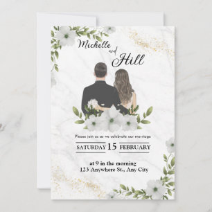 Invitation moderne branché noir blanc vintage