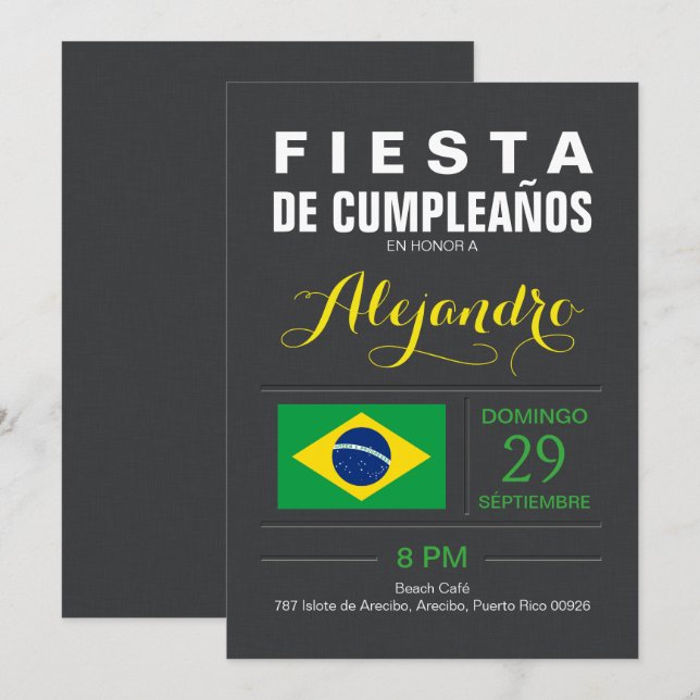 Invitation Moderne : Brasil Party (Devant / Derrière)
